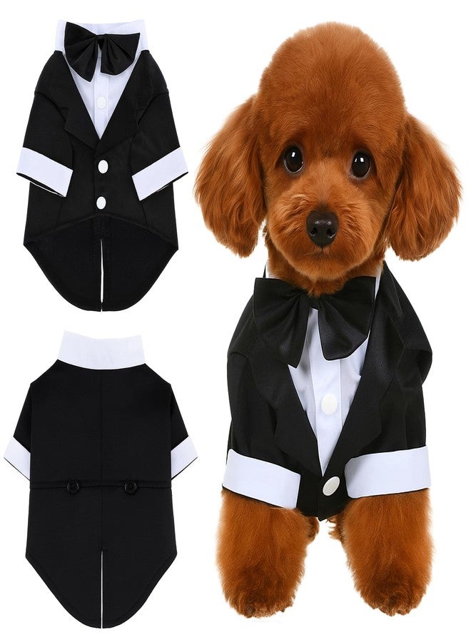 Larrel Dog Tuxedo, Dog Tuxedo Suit with Bow Tie, Pet Tuxedos for Small Dogs and Cats, Pet Wedding Attire Dress Up, Doggy Prince Bow Tie Shirt, Doggy Gentleman Apparel for Halloween, Engagement and Christmas - Image 1